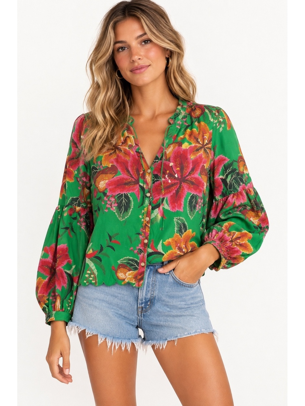 Anthropologie Farm Rio Raquel Buttondown Blouse S